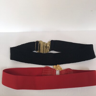 Vintage Fashion Waist Belt Lot Stretch Womens Statement Red  display picture 1