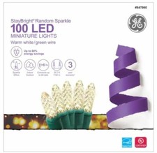 GE StayBright 100-Count 24.75-ft Sparkling Warm White LED Christmas String Light
