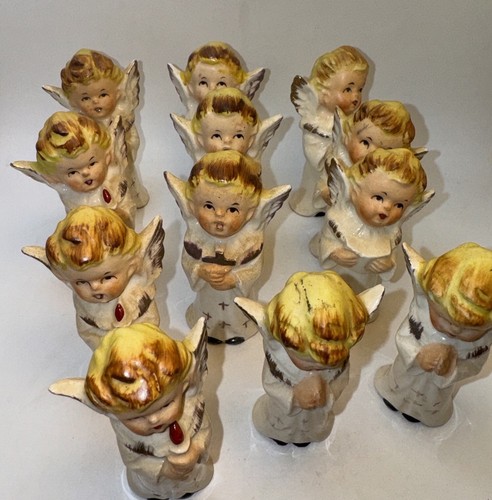 Vintage MCM 11 Christmas Ceramic Angels: Made In Japan READ - Picture 3 of 22