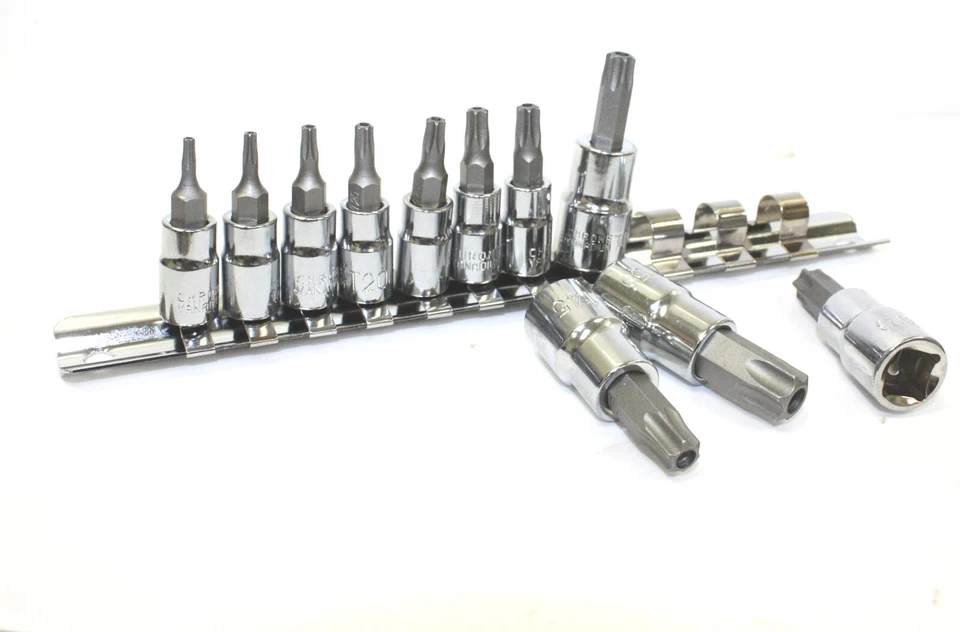 11 Pc Star Torx Bit Tamper Proof Security S2 Steel Bit Socket Set w/ Holder - Image 3 of 4