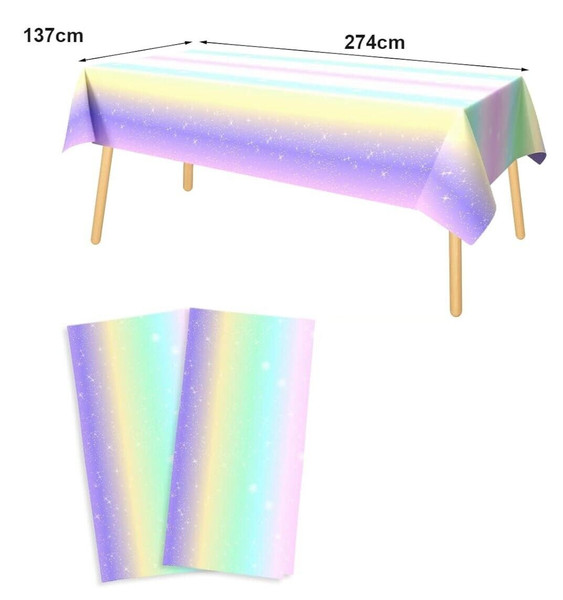 Party Tischdecke Regenbogen Bunt Geburtstag Tischdecke Wasserdicht Plastik 2Er-image