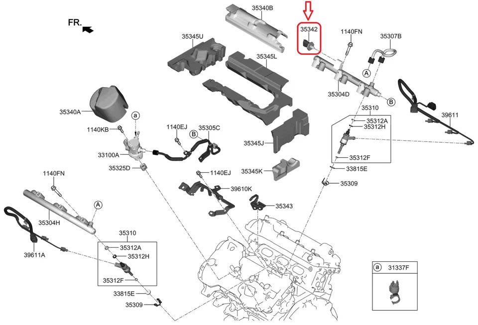 Sensor de alta pressão genuíno Hyundai Kia trilho de injeção de combustível sensor de pressão - Imagem 3 de 4