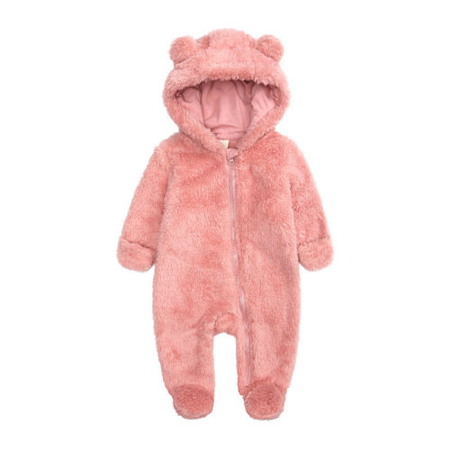 Infant Baby Girl Boy Solid Cartoon Ear Hoodie Romper Clothes Zip Fleece Jumpsuit - Bild 3 von 15