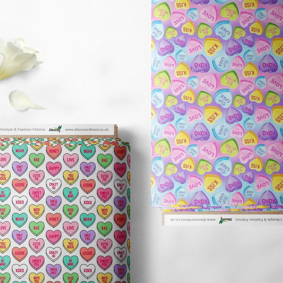 DISCOVER LIFESTYLE & FASHION FABRICS 100% Cotton Sweet Love Hearts Design Children Craft Dress Sewing Premium Fabric