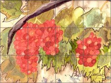 Ceramic Tile Mural Backsplash Neufeld Kitchen Art Grape Wine PNA037