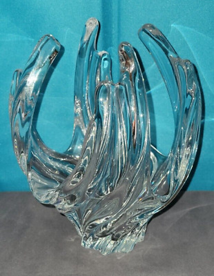 Vintage Cofrac Art Verrier French Crystal Sculptural Bowl