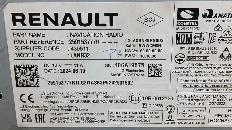 259153777R sistema radio per RENAULT CAPTUR II EVOLUTION 2019 4999246 - Immagine 4 di 4