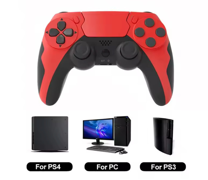 Manette de jeu pour PlayStation PS4 manette PC Bluetooth sans fil ergonomique rouge