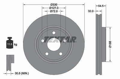 2x TEXTAR Bremsscheibe Vorderachse u.a. für DODGE, JEEP