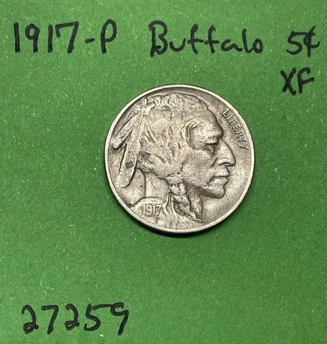1917-P Buffalo 🦬 Indian Head Nickel 5c Cent Piece  Xf Extra Fine
