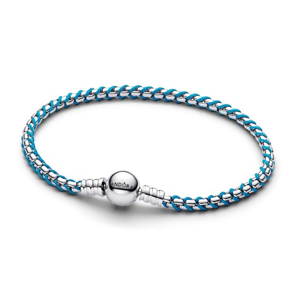 Pandora Gliederarmband Blaue Kordel Sterling-Silber 593816C01-19 Cm-image