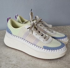 Nicole Miller Whipstitch Platform Sneakers Sz 10 Cream Green Purple Pastel Knit