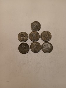 Lot Of 7 Steel Wheat Pennies