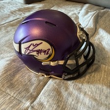 Linval Joseph DT Minnesota Vikings Autographed Mini Helmet PURPLE ink. No COA