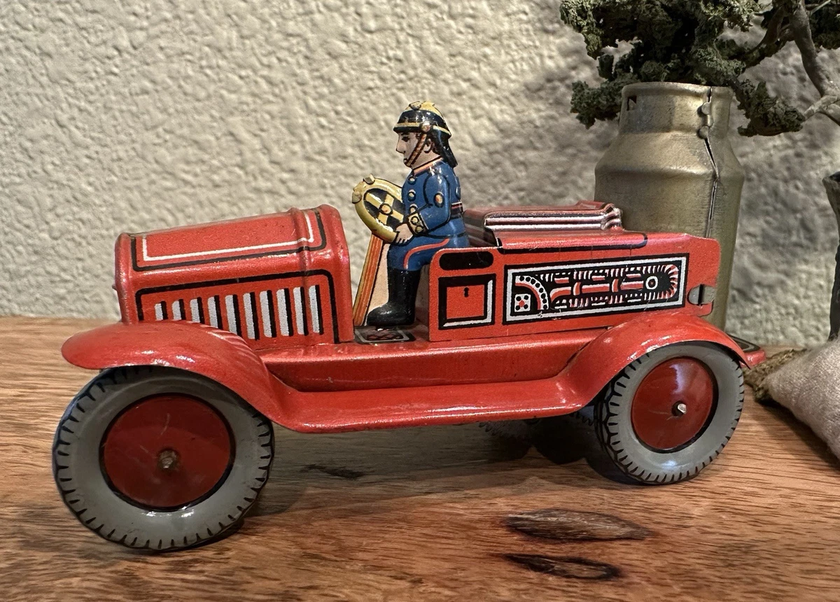 发条消防车印第安纳复古及古董锡玩具汽车| eBay