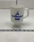Walt Disney World White Blue Mom Pedestal Mug Collectible Milk Glass Cup — photo 1