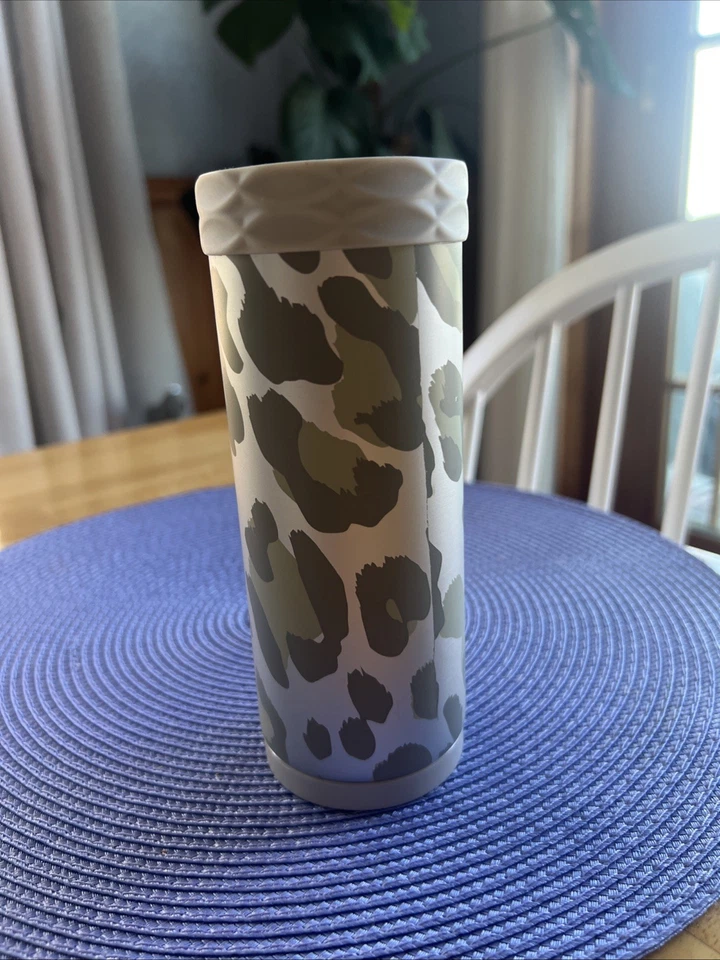 Refrigerador de lata de cortiça fino ártico 12 oz, estampa de leopardo da neve - Imagem 2 de 4