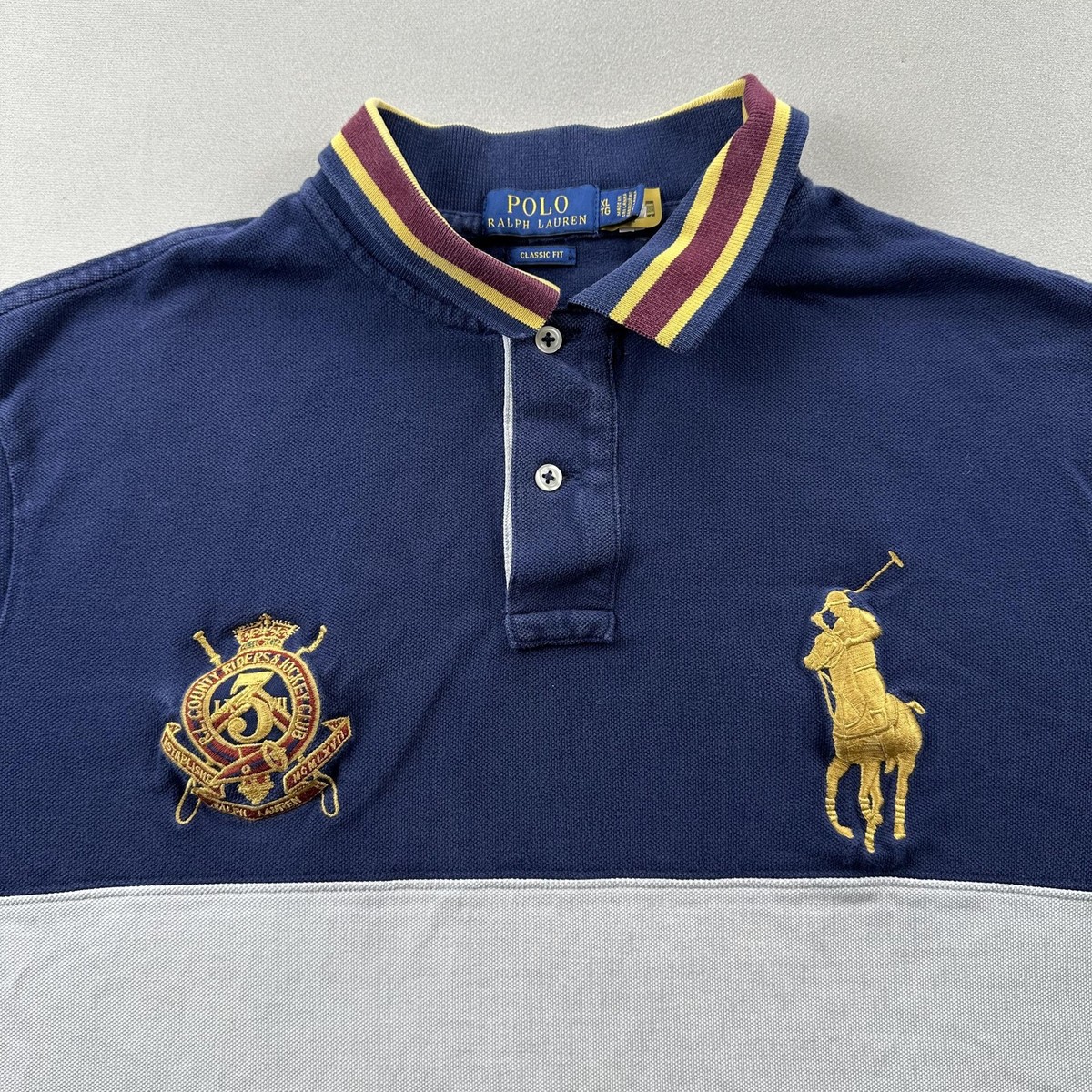 Polo Ralph Lauren Shirt Mens XL Navy Blue Green Big Pony Crest