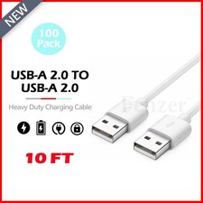 100X-10 ft USB2.0 Type A Male to A Male Cable - High Speed Data Transfer Charger