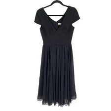 Dress the Population dress Corey Chiffon Fit & flare cocktail black Small S