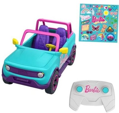 Hot Wheels Barbie RC & Stickers, Can Hold & Store 2 Barbie Dolls & SUV