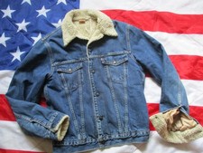 LEVI LEVIS VINTAGE RANGE trucker sherpa GIACCA CAPPOTTO blu denim RED TAB grande E s