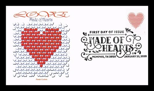 DR JIM STAMPS US COVER LOVE MADE OF HEARTS FIRST DAY ISSUE PANDA CACHET