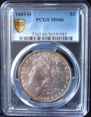 1885-O Morgan Silver Dollar - PCGS MS 66 - Gold Shield