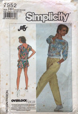 SIMPLICITY 7952 MISSES SZ 8-12 PANTS, SHORTS, KNIT TOPS SEWING PATTERN 1987 CUT