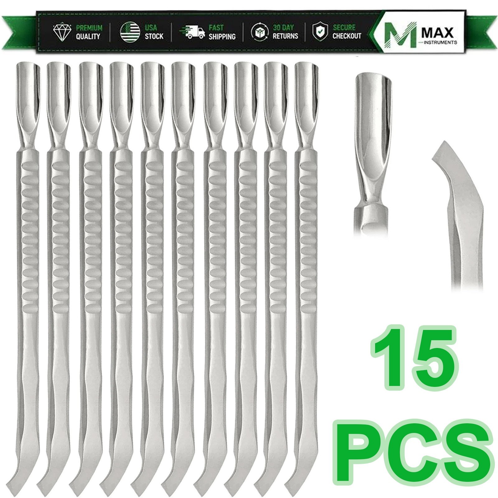 Stainless Steel Cuticle Pusher WIth Chisel & Nail Cleaner Spoon for Manicure