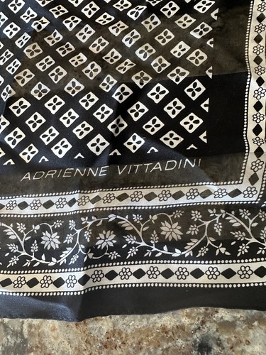 Vintage Scarf Lot Vittadini Symphony Italy Silk Designer Polka Dot Black & White - Picture 10 of 16