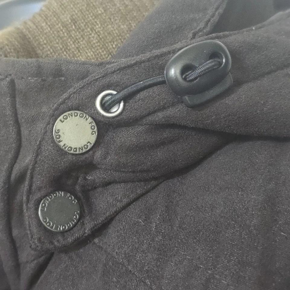 London Fog Microfiber Suede Heavy Coat Parka Jacket Quilted Liner Brown Sz Large - Image 2 of 4