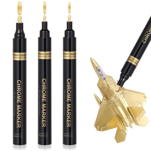 Gold Chrome Paint Pen Markers: 3 Permanent Art Liquid Chrome Marker Set