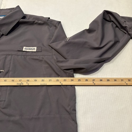 Magellan Shirt Mens Large Gray Fish Gear Long Sleeve Button Up Loose Fit MagWick - Picture 4 of 10