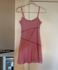 Urban Outfitters Pink Solid Mesh Ruffle Trim Sleeveless Scoop Neck Gown XS