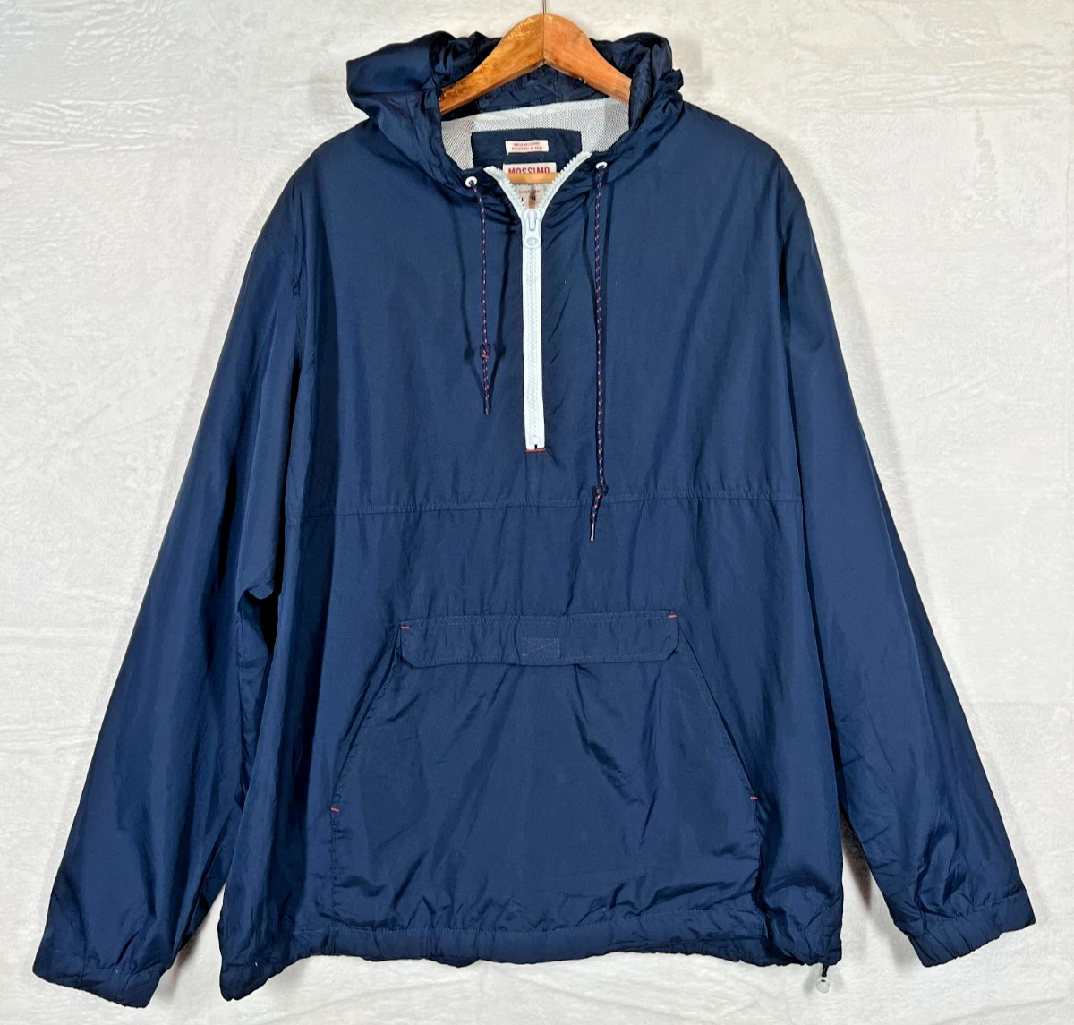 Mossimo Windbreaker Jacket Mens XL Navy Hooded Anorak Water Resistant