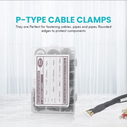 200 PièCes R-Type P-Type Serre-Câbles en Plastique Nylon Fil Clip Assortime5513 - Afbeelding 4 van 8