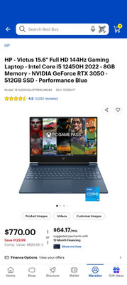HP Victus 15.6in FHD 144Hz i5-12450H 24GB 512GB SSD RTX 3050