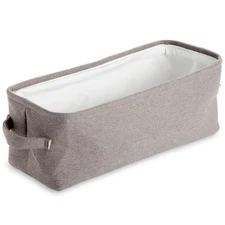 Gray Jute Fabric Storage Bin Basket Container Organizer Rectangular 16"x6"x5.25"