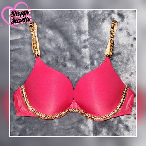 Victoria's Secret Very Sexy Y2K Red Leopard Print Push-Up Bra 32B