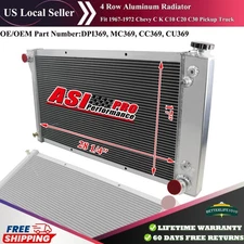 4-Row Aluminum Radiator Fit 1967-1972 Chevy C K C10 C20 C30 Pickup Truck 1969