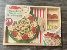 Melissa  Doug Wooden Pizza Pretend Play Set 36 Pieces Ages 3 Wood Toy