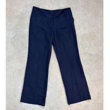 Nine West Women's Navy Blue Linen Blend Wide Leg Career Dress Pants Size 12
