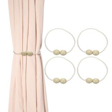 4Pcs Magnetic Curtain Tieback, Weave Curtain Tie Back Decoration, Beige