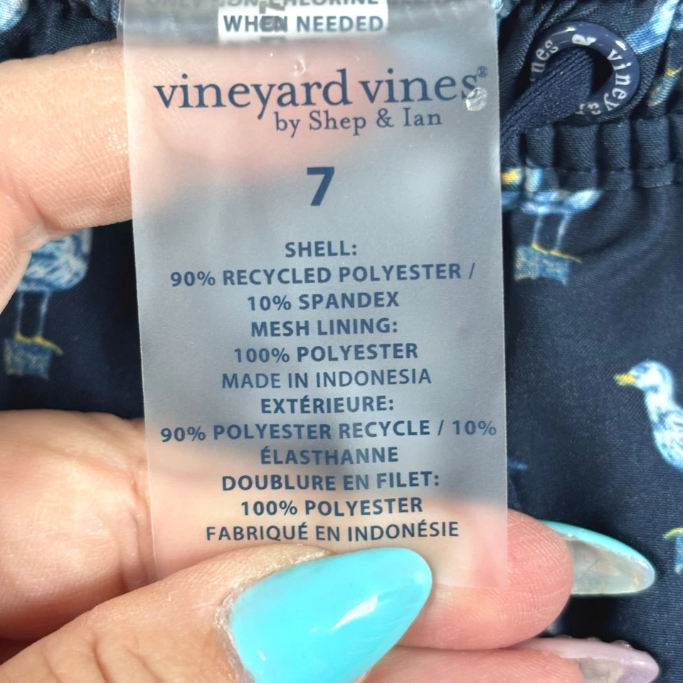 Vineyard Vines Boy's Chappy Trunks Seagull Perch Navy Sz 7 Swim Shorts Beach NWT - Image 4 of 4