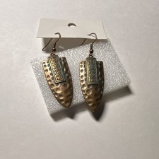 Ethnic Bronze Tone Arrowhead Dangle/Drop Hook Earrings Metal Green Petina