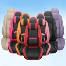 Universal Nappa Leather Car Seat Covers Front Rear Full Set 6mm Thickened Sponge