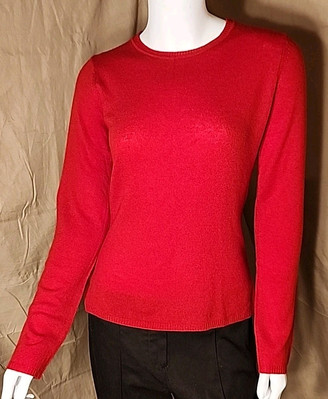 Peck & Peck 2 Ply Cashmere Sweater Womens Size S Red 2 Ply Crew Neck Long Sleeve