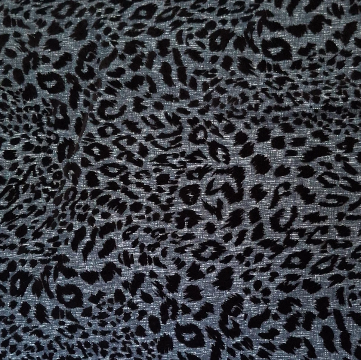 Stretch Knit Blue Textured Fabric with black velvet leopard print 150cm x 1.4m