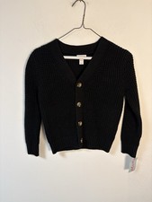 Kids Cat  Jack Black Cardigan Textured Sweater Cotton Blend XS 4-5 NWT